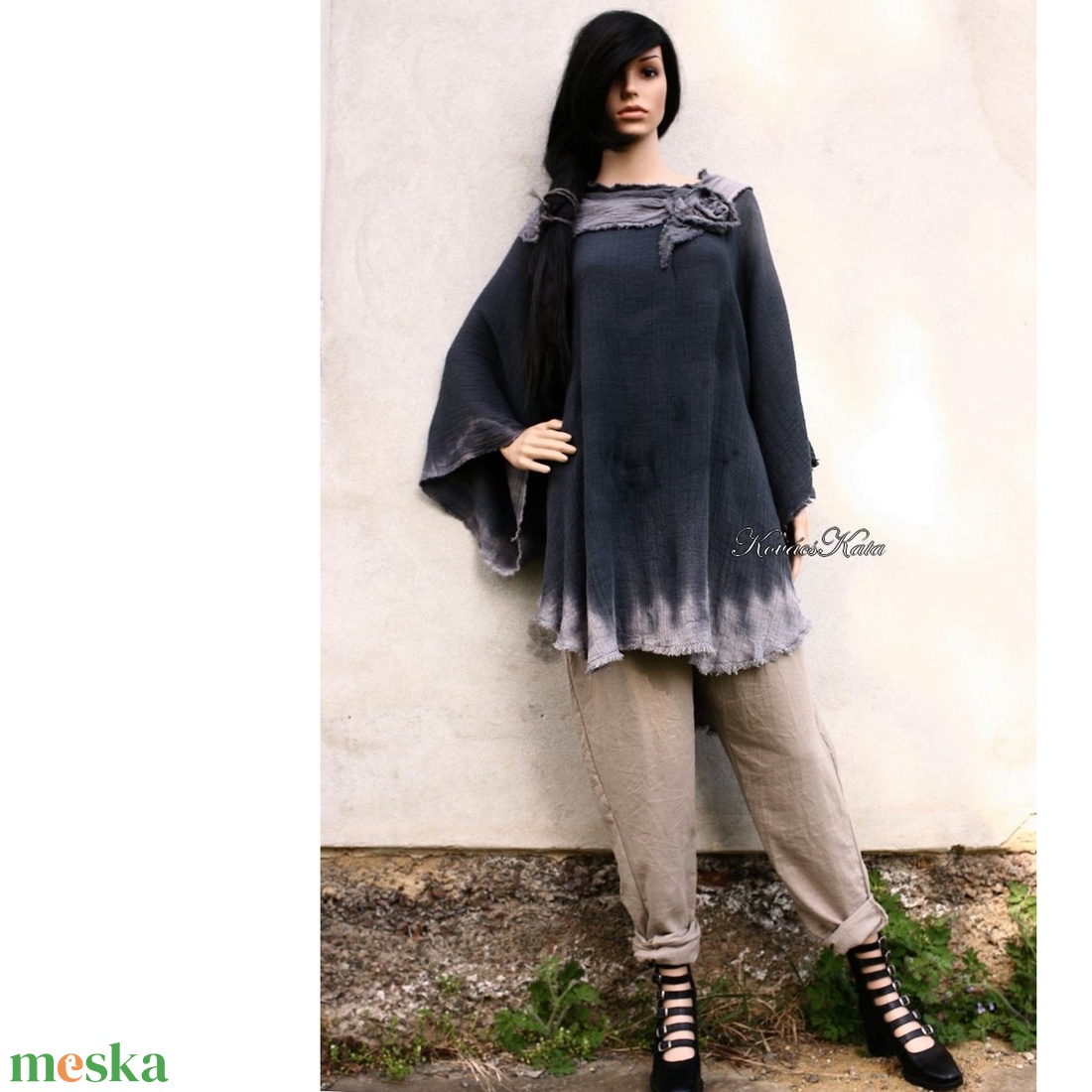 ANTRACITKA - artsy lagenlook design poncsó, géz tunika - ruha & divat - női ruha - poncsó - Meska.hu ANTRACITKA - artsy lagenlook design poncsó, géz tunika - ruha & divat - női ruha - poncsó - Meska.hu