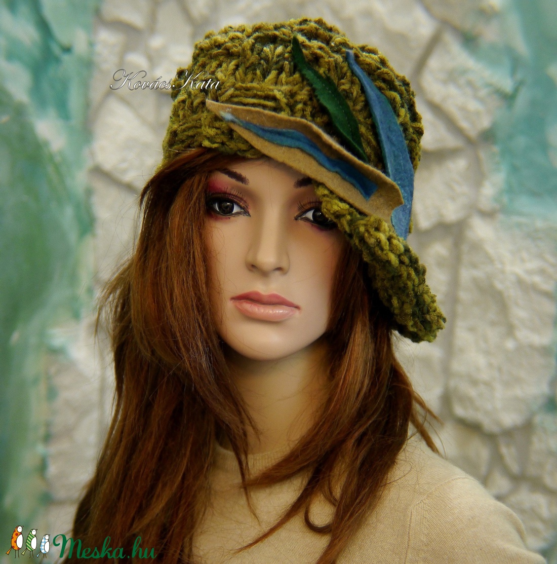 CLOCHE-ART - extravagáns kézzel kötött kalap, sapka / olív - ruha & divat - sál, sapka, kendő - sapka - Meska.hu CLOCHE-ART - extravagáns kézzel kötött kalap, sapka / olív - ruha & divat - sál, sapka, kendő - sapka - Meska.hu