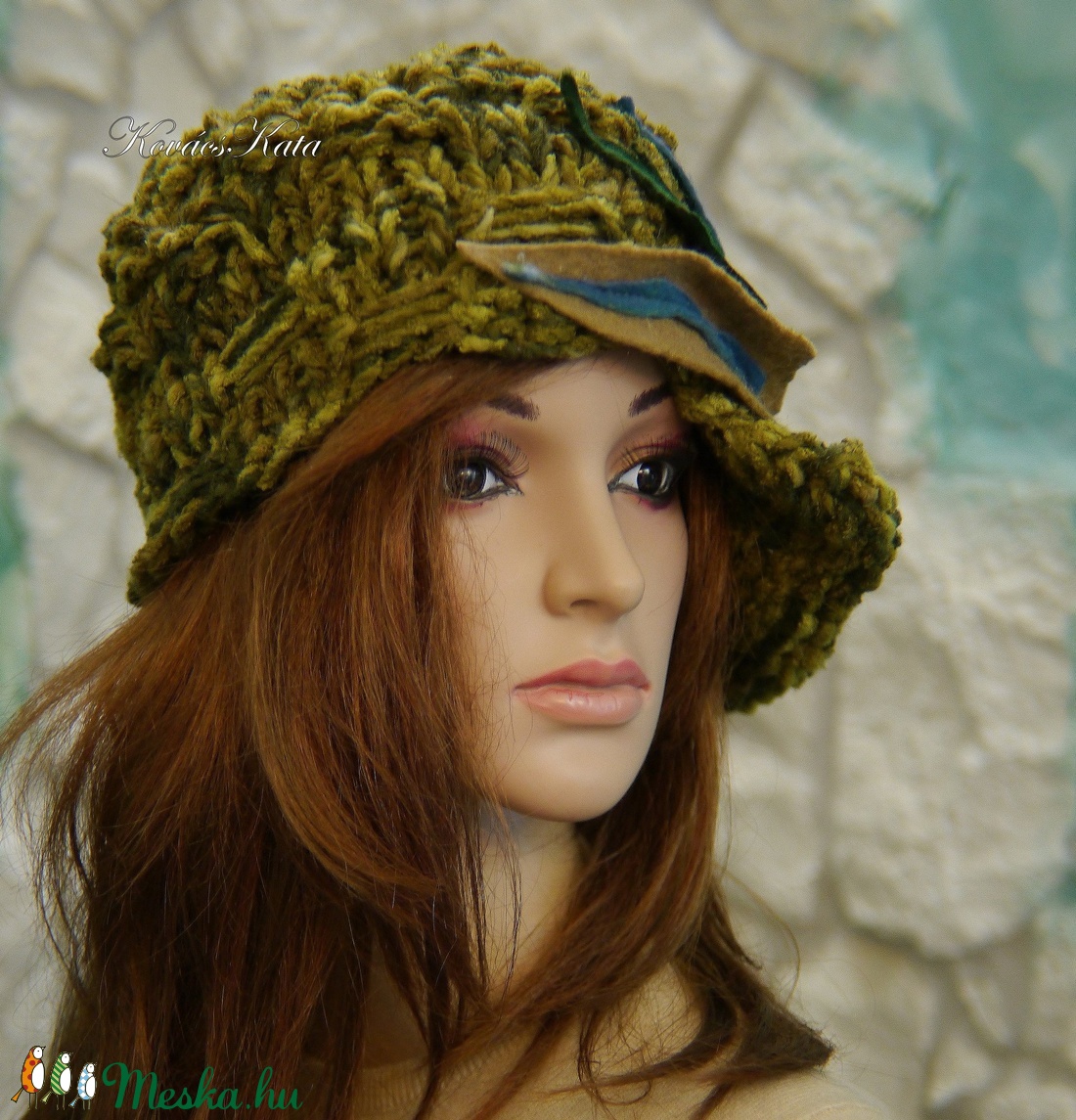 CLOCHE-ART - extravagáns kézzel kötött kalap, sapka / olív - ruha & divat - sál, sapka, kendő - sapka - Meska.hu CLOCHE-ART - extravagáns kézzel kötött kalap, sapka / olív - ruha & divat - sál, sapka, kendő - sapka - Meska.hu