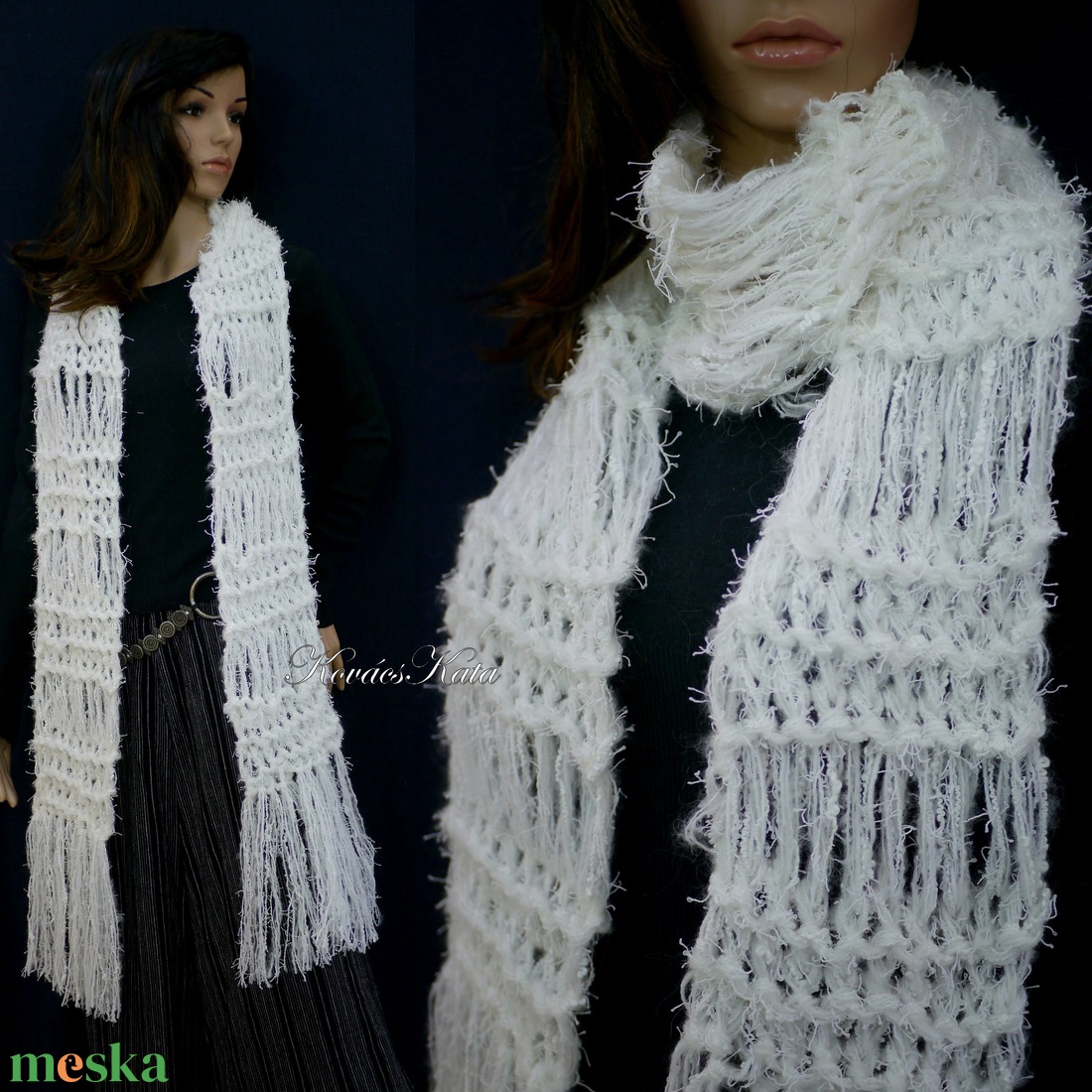 FRINGE SHAWL - extra-vastag kézzel kötött hosszú-rojtos sál / fehér - ruha & divat - sál, sapka, kendő - sál - Meska.hu FRINGE SHAWL - extra-vastag kézzel kötött hosszú-rojtos sál / fehér - ruha & divat - sál, sapka, kendő - sál - Meska.hu