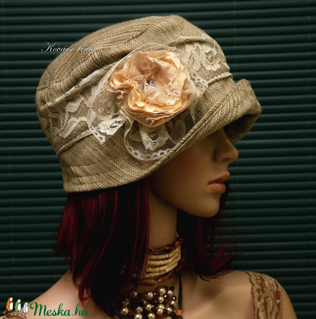 MARIE cloche - artsy lenszövet flapper kalap - ruha & divat - sál, sapka, kendő - kalap - Meska.hu