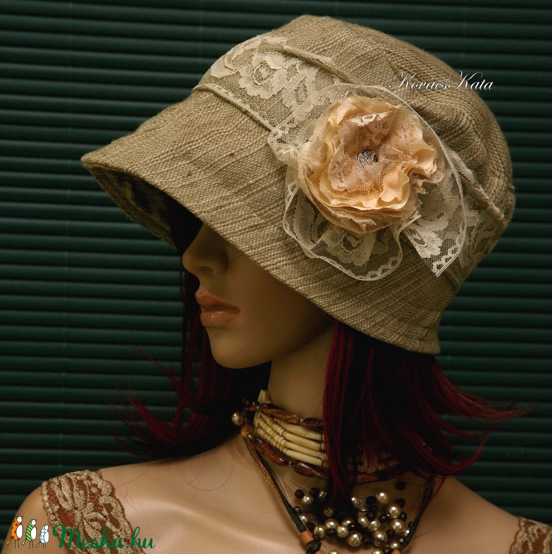 MARIE cloche - artsy lenszövet flapper kalap - ruha & divat - sál, sapka, kendő - kalap - Meska.hu