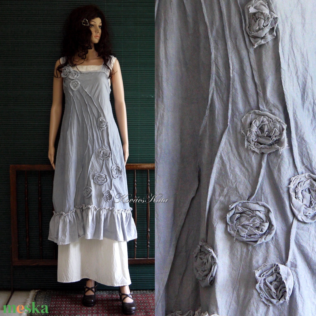 ARTSY SLIP - shabby chic kötényruha / pasztell-szürke - ruha & divat - női ruha - ruha - Meska.hu ARTSY SLIP - shabby chic kötényruha / pasztell-szürke - ruha & divat - női ruha - ruha - Meska.hu