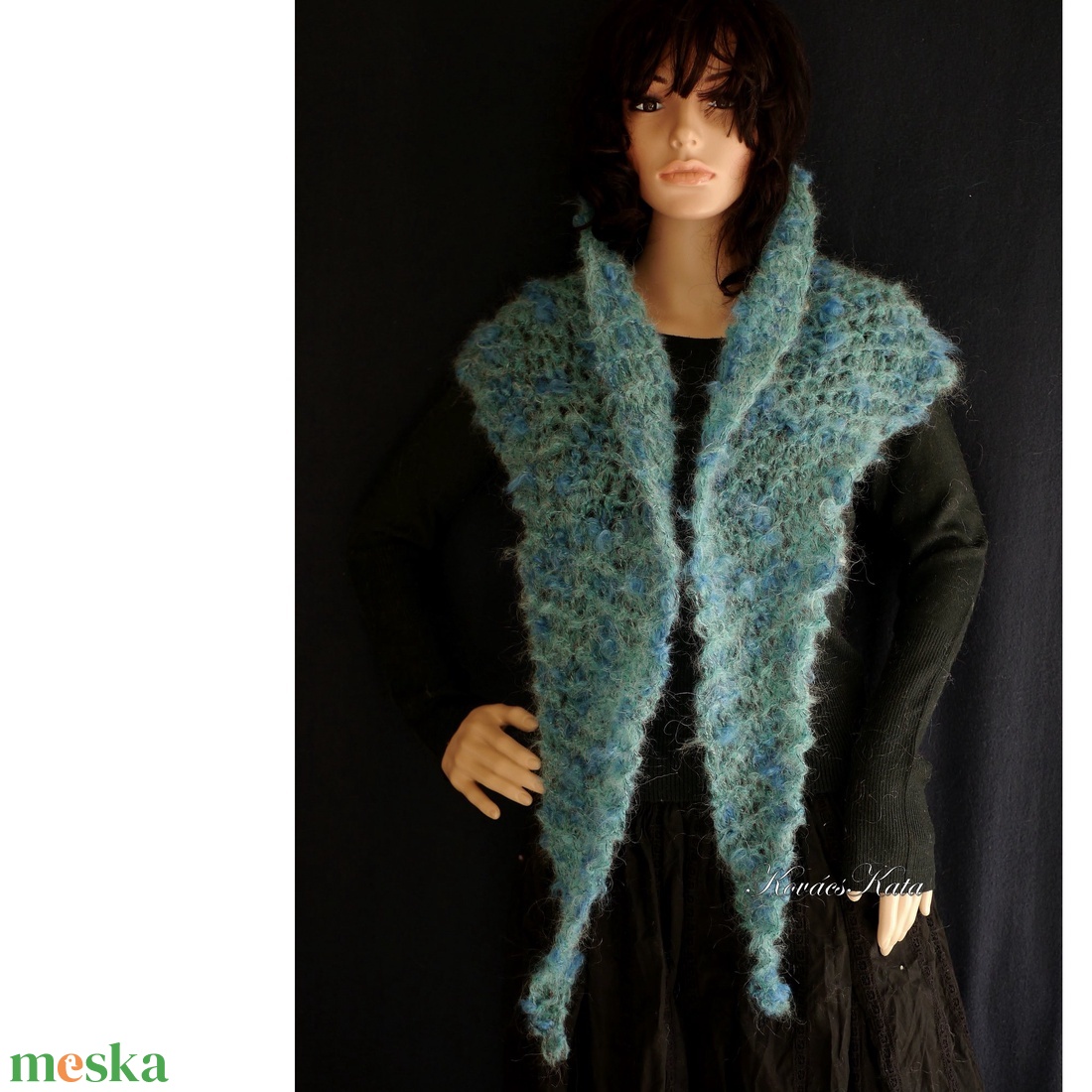 MIMI - kézzel kötött mohair vállkendő / türkiz - ruha & divat - sál, sapka, kendő - vállkendő - Meska.hu MIMI - kézzel kötött mohair vállkendő / türkiz - ruha & divat - sál, sapka, kendő - vállkendő - Meska.hu