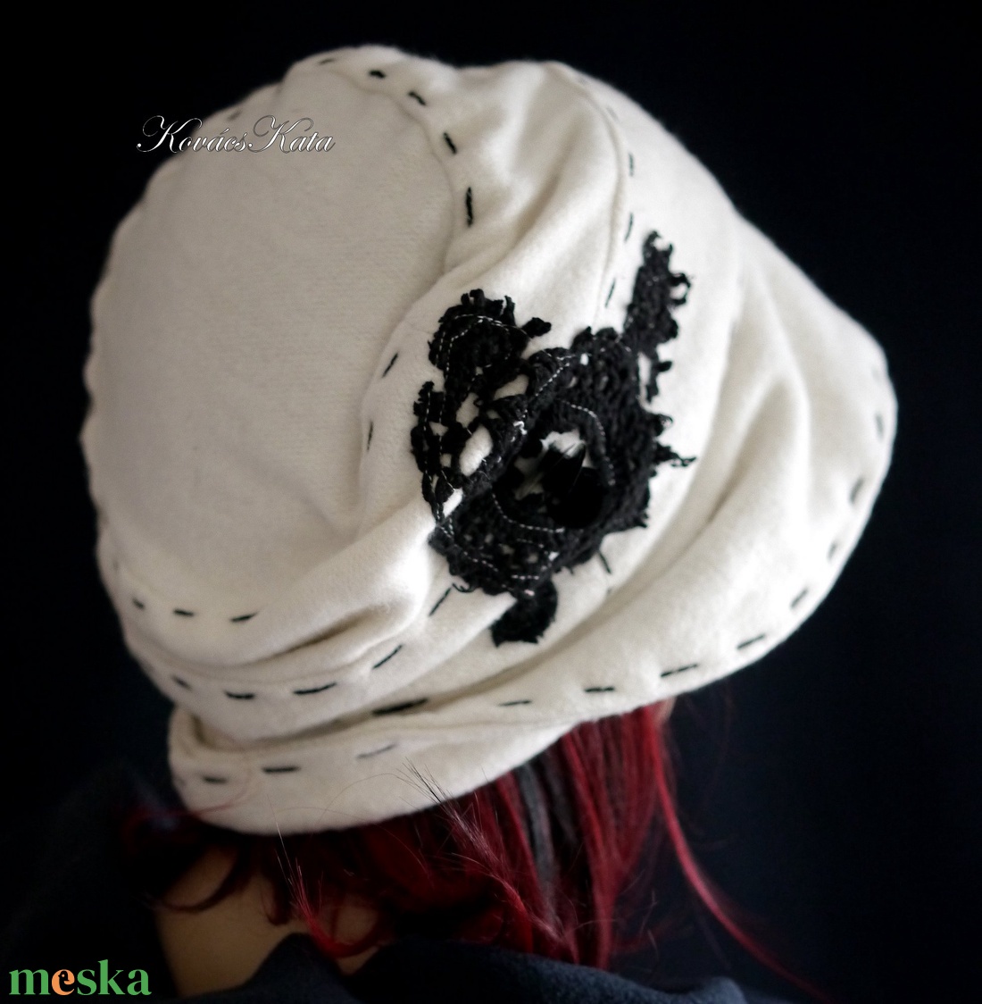 CATRINA - applikált design kalap / fehér-fekete - ruha & divat - sál, sapka, kendő - kalap - Meska.hu CATRINA - applikált design kalap / fehér-fekete - ruha & divat - sál, sapka, kendő - kalap - Meska.hu