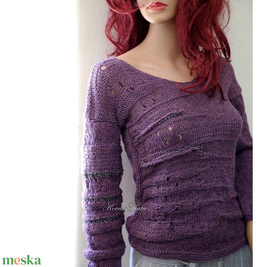 BARKA BabyAlpaca Silk - kézzel kötött exkluzív artsy-design pulóver / hanga - ruha & divat - női ruha - pulóver - Meska.hu