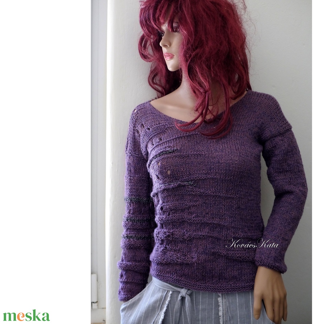 BARKA BabyAlpaca Silk - kézzel kötött exkluzív artsy-design pulóver / hanga - ruha & divat - női ruha - pulóver - Meska.hu