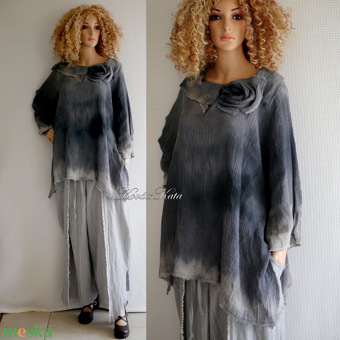 ANTRACITKA - artsy lagenlook design poncsó, géz tunika - ruha & divat - női ruha - poncsó - Meska.hu ANTRACITKA - artsy lagenlook design poncsó, géz tunika - ruha & divat - női ruha - poncsó - Meska.hu