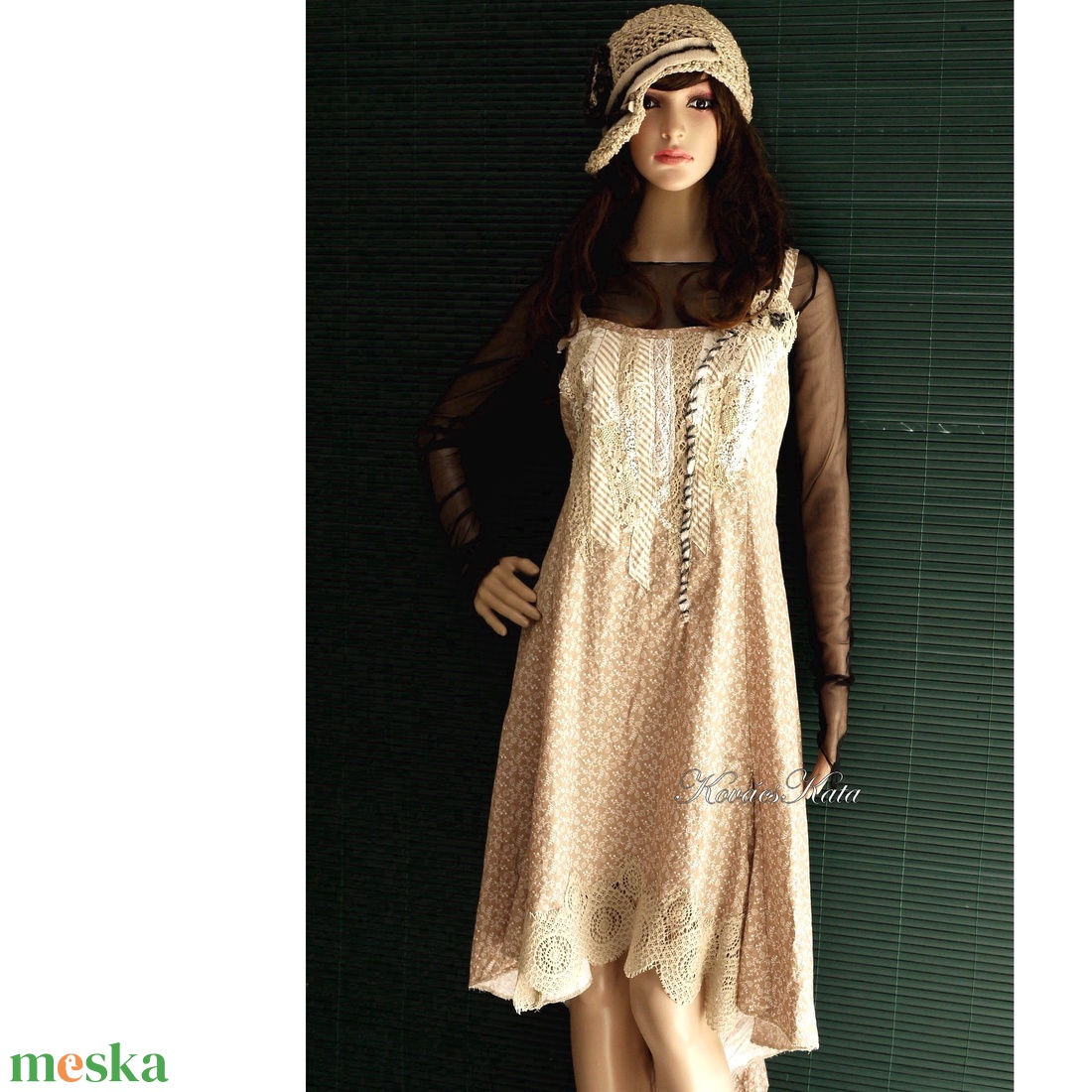 TAMARA / beige - shabby chic kötényruha XL - ruha & divat - női ruha - ruha - Meska.hu TAMARA / beige - shabby chic kötényruha XL - ruha & divat - női ruha - ruha - Meska.hu