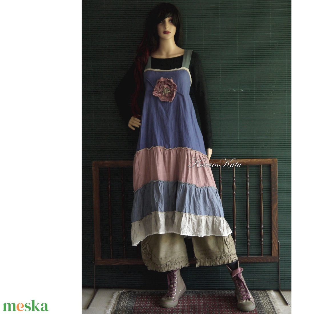 ARTSY SLIP / SÁVOS - lagenlook design kötényruha - ruha & divat - női ruha - ruha - Meska.hu