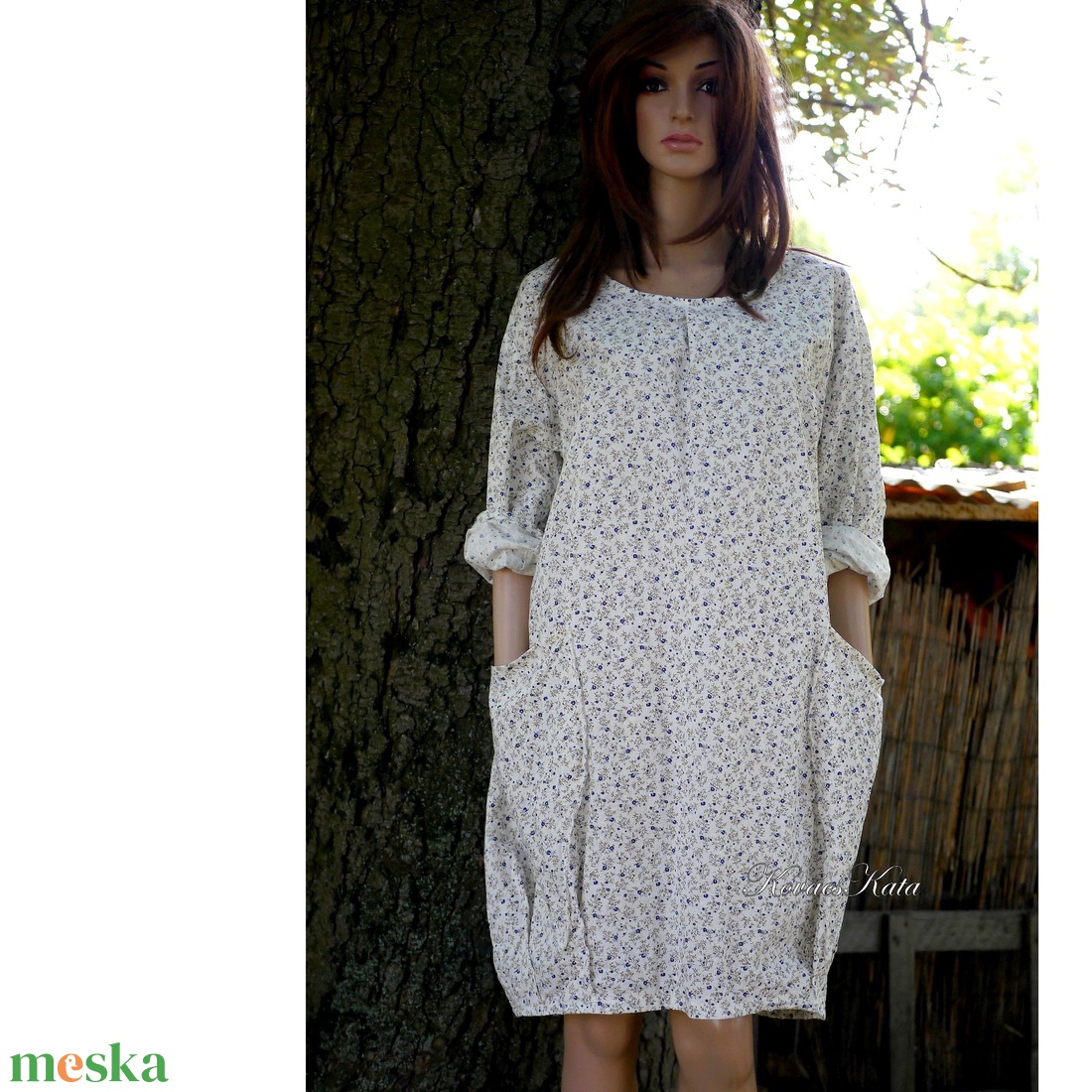 MAILA - artsy design pamutvászon tunika-ruha / kék-virágos - ruha & divat - női ruha - kismamaruha - Meska.hu MAILA - artsy design pamutvászon tunika-ruha / kék-virágos - ruha & divat - női ruha - kismamaruha - Meska.hu