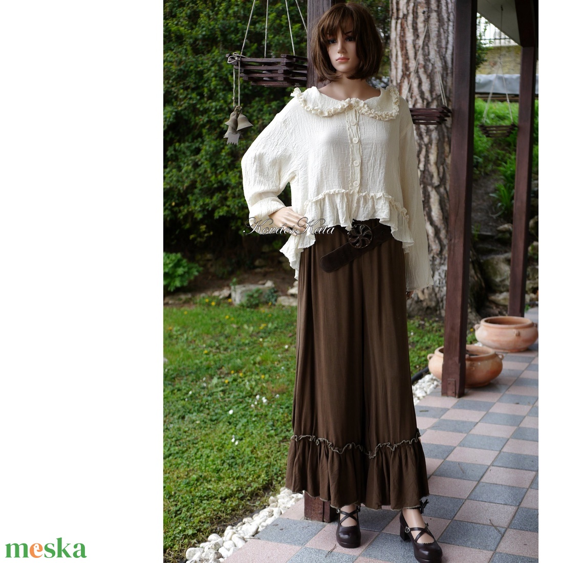 VILMA - lagenlook ing-kabátka / natúr - ruha & divat - női ruha - blúz - Meska.hu