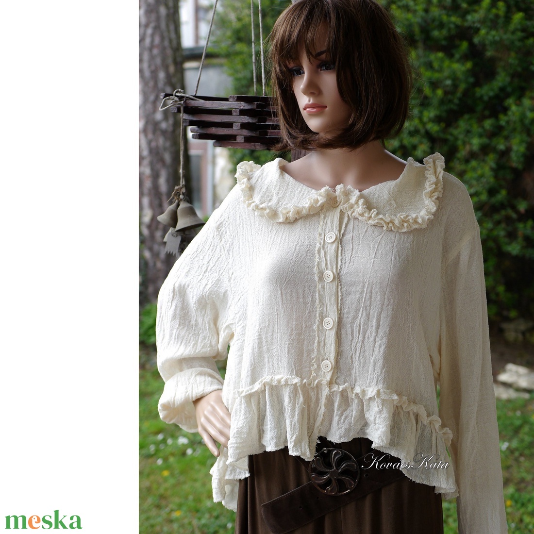 VILMA - lagenlook ing-kabátka / natúr - ruha & divat - női ruha - blúz - Meska.hu