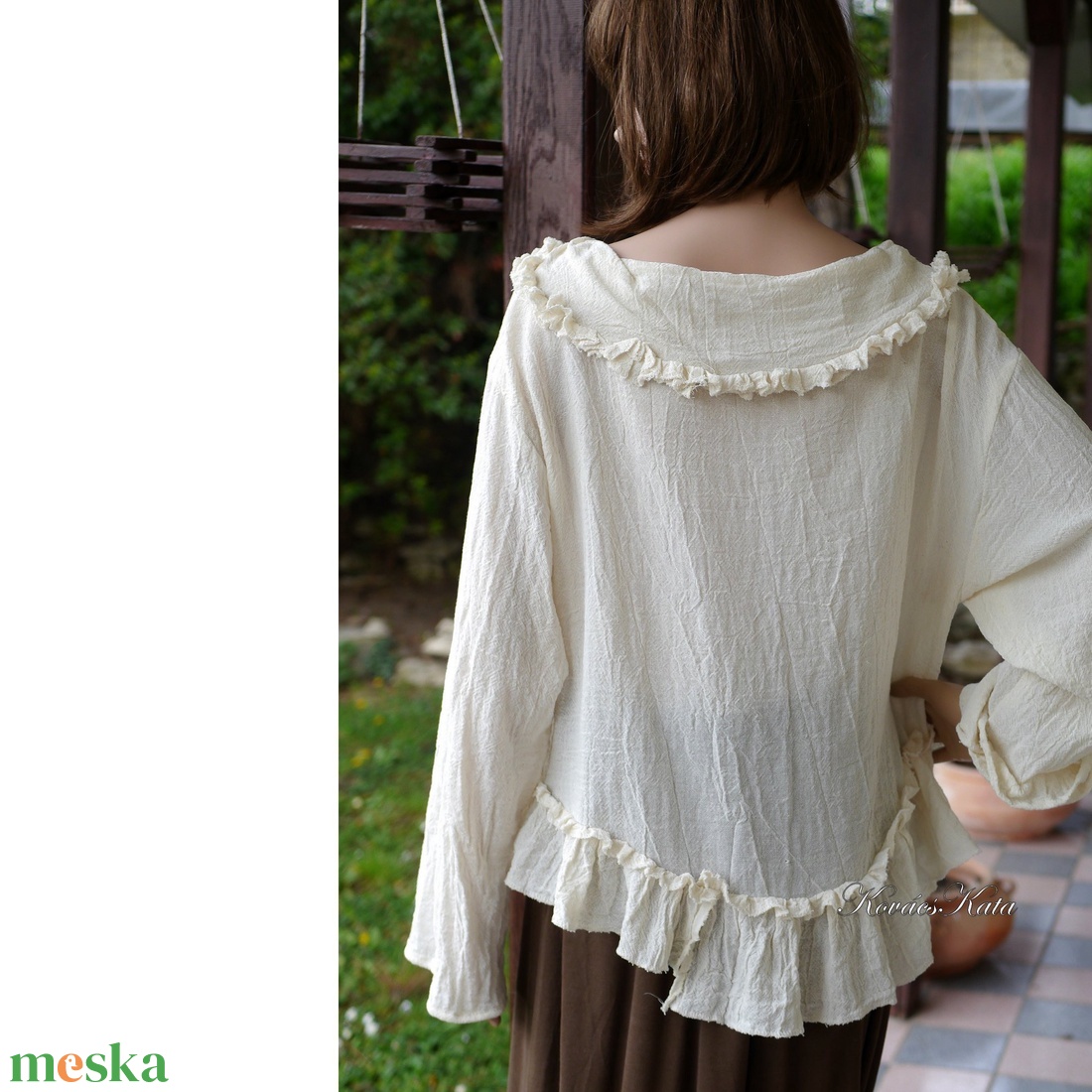 VILMA - lagenlook ing-kabátka / natúr - ruha & divat - női ruha - blúz - Meska.hu