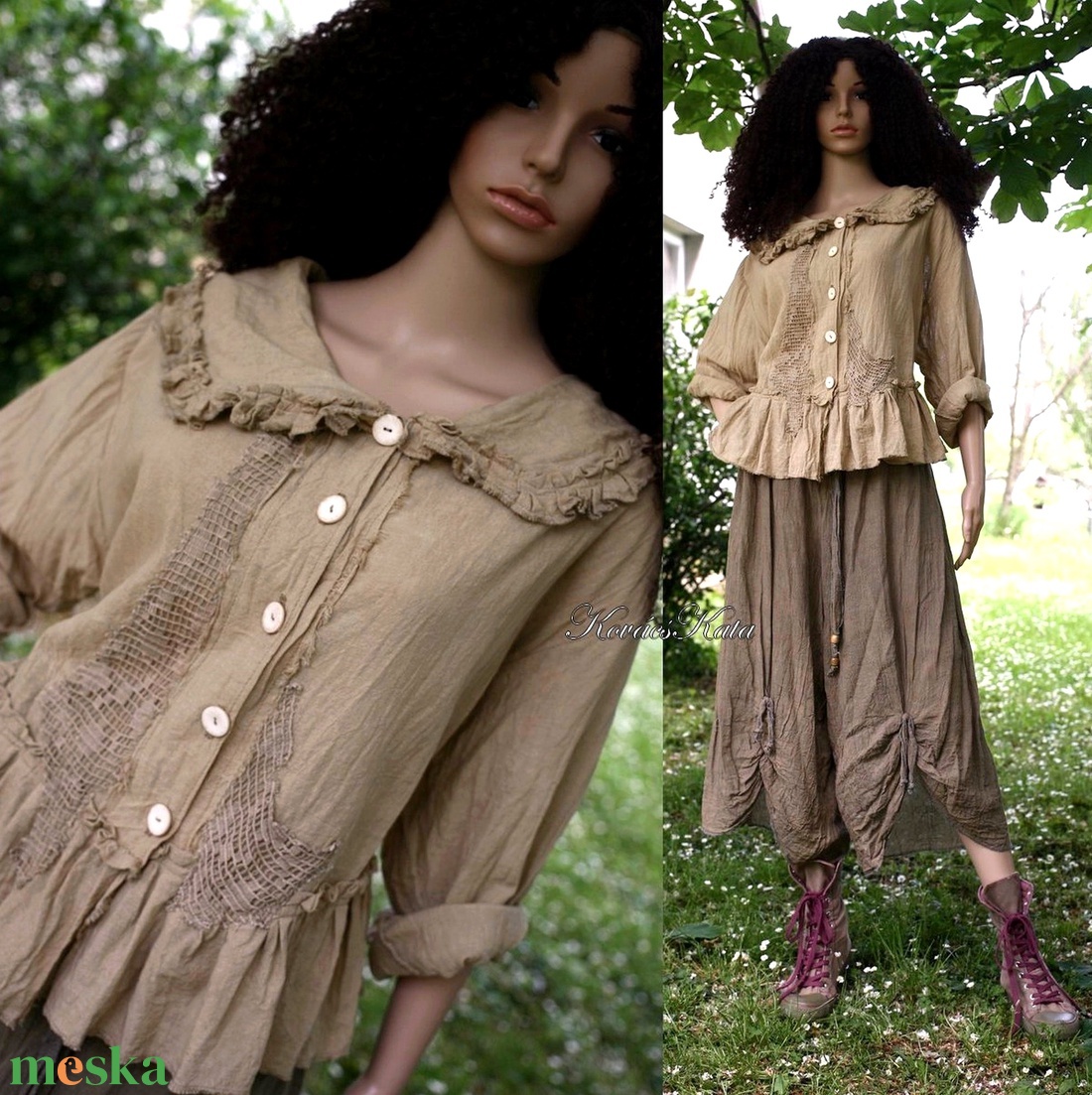 VILMA - lagenlook ing-kabátka / mogyoró, kávé - ruha & divat - női ruha - blúz - Meska.hu VILMA - lagenlook ing-kabátka / mogyoró, kávé - ruha & divat - női ruha - blúz - Meska.hu
