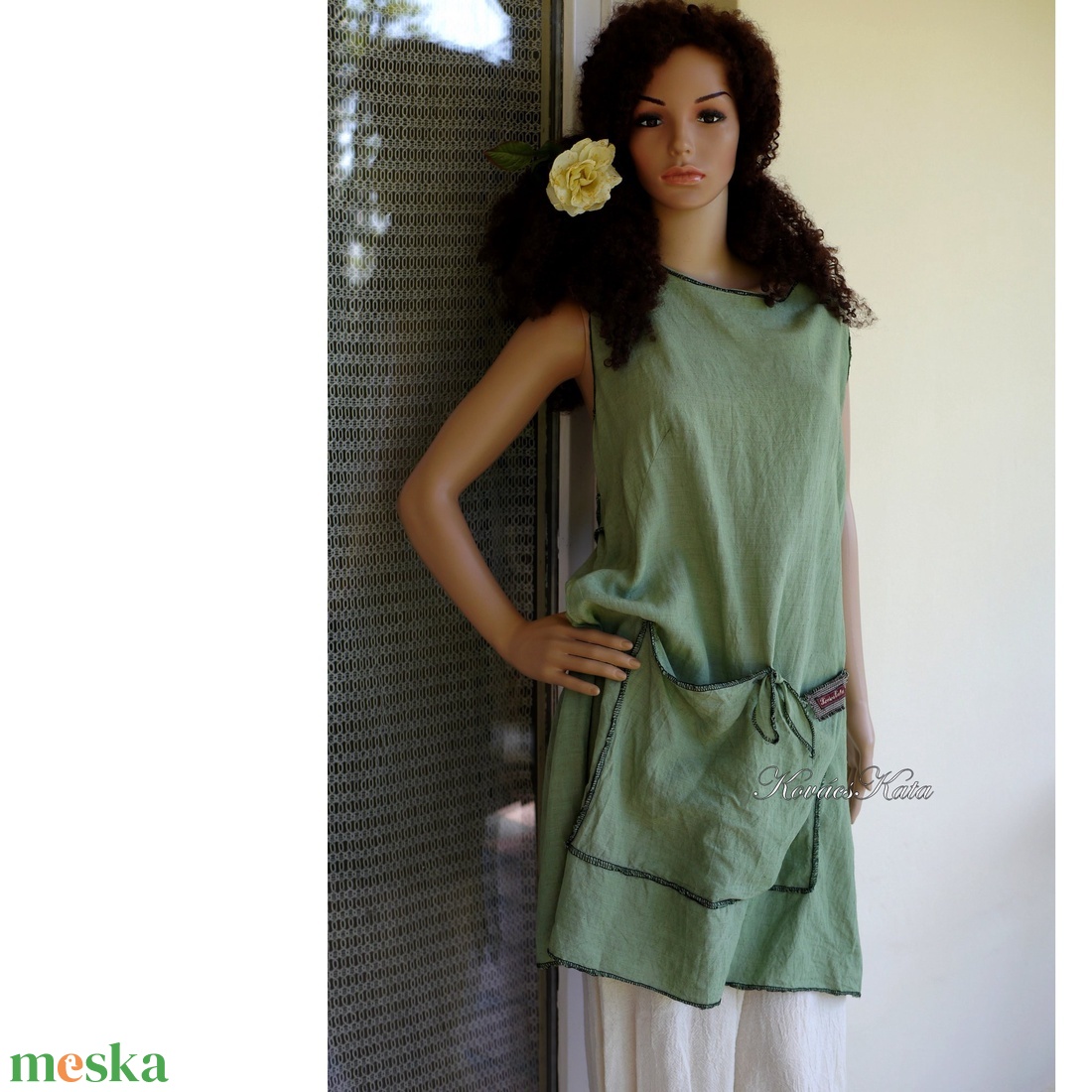 TINA TUNIKA - lagenlook kötényruha / zsálya - ruha & divat - női ruha - tunika - Meska.hu TINA TUNIKA - lagenlook kötényruha / zsálya - ruha & divat - női ruha - tunika - Meska.hu