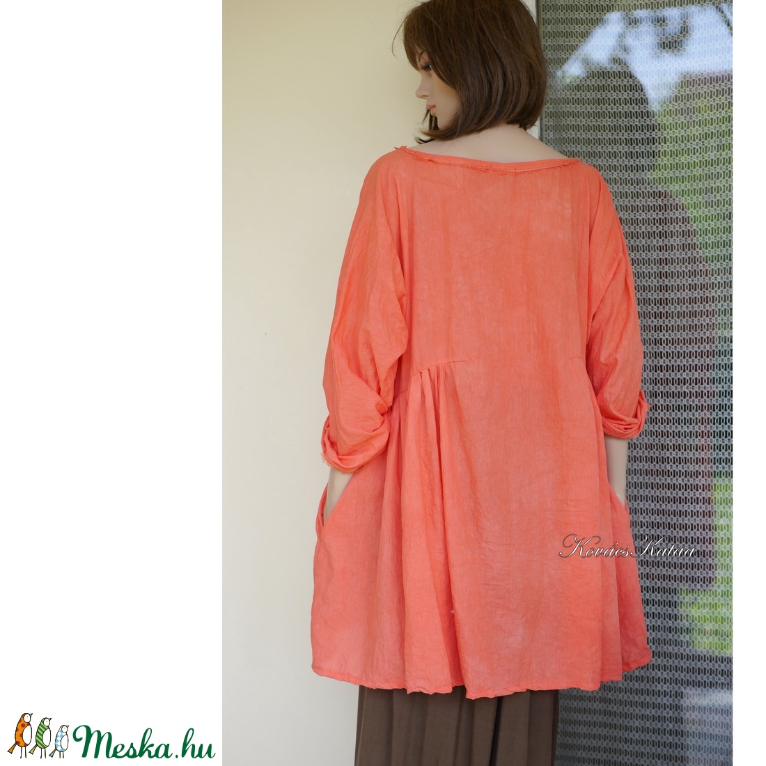PAULA - lagenlook tunika / korall - ruha & divat - női ruha - tunika - Meska.hu PAULA - lagenlook tunika / korall - ruha & divat - női ruha - tunika - Meska.hu