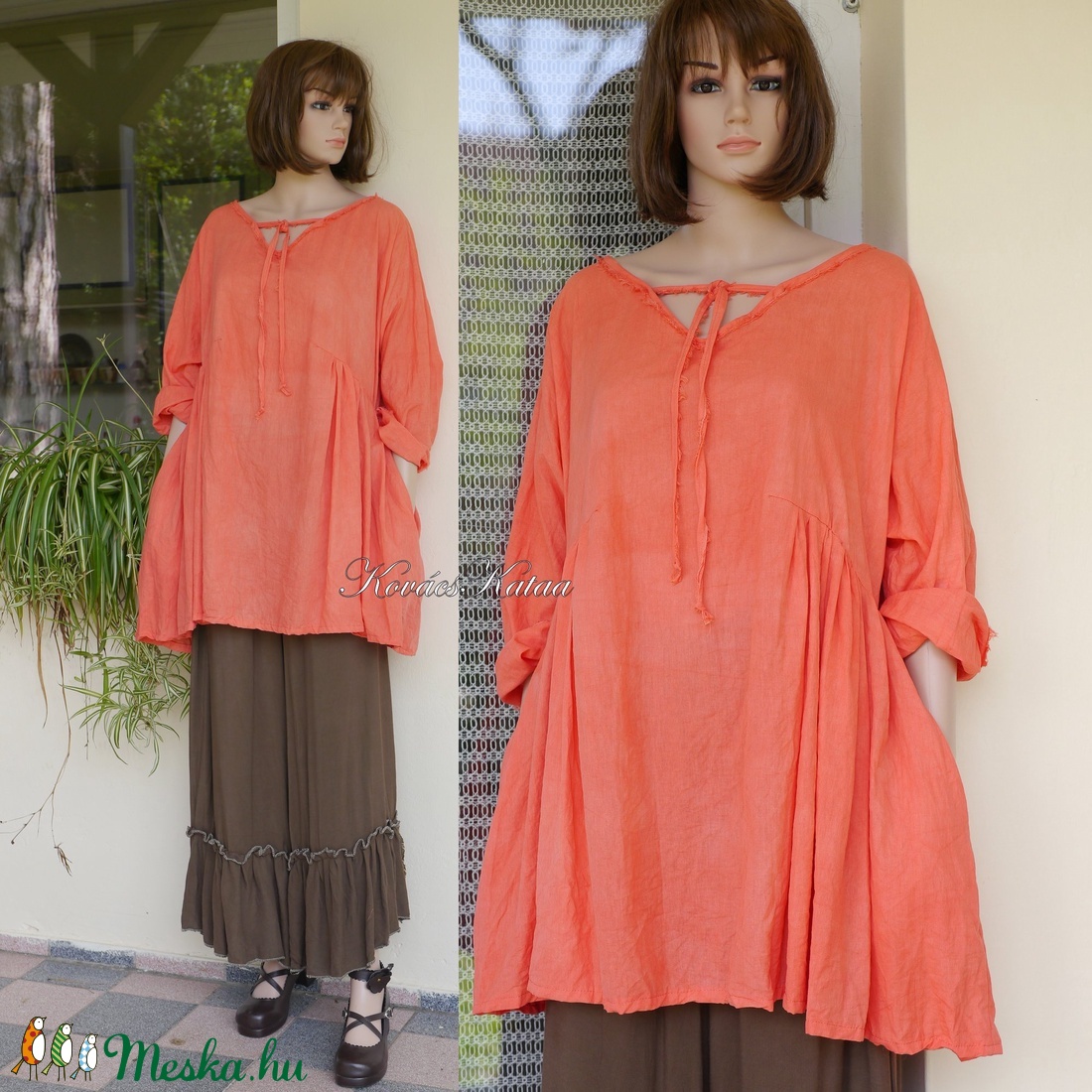 PAULA - lagenlook tunika / korall - ruha & divat - női ruha - tunika - Meska.hu PAULA - lagenlook tunika / korall - ruha & divat - női ruha - tunika - Meska.hu