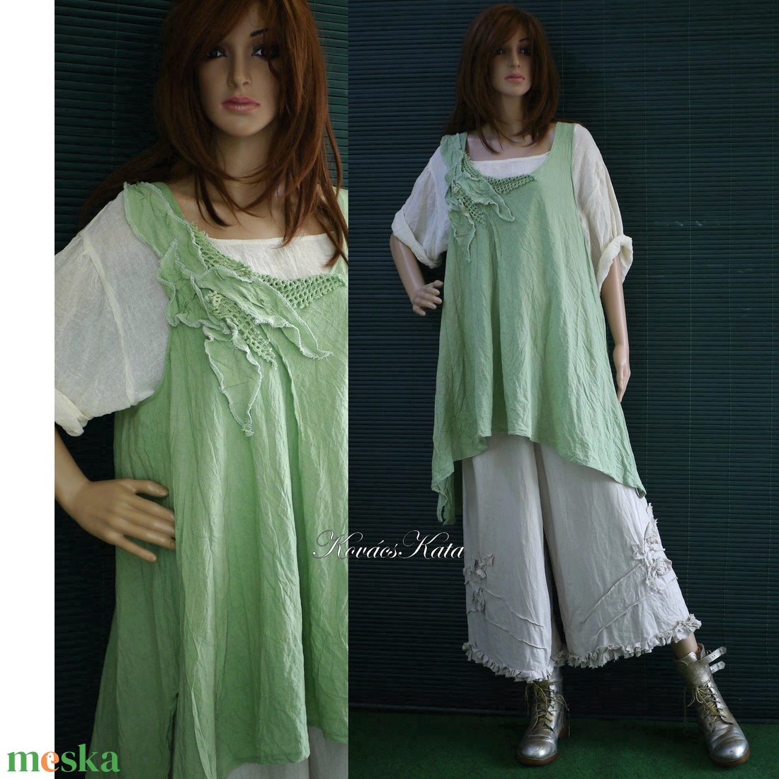LEVELES-TUNIKA - artsy lagenlook felső XXL - ruha & divat - női ruha - tunika - Meska.hu