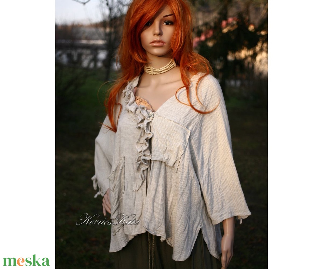 CROPPED LINEN JACKET - bohém design kabátka - ruha & divat - női ruha - blúz - Meska.hu CROPPED LINEN JACKET - bohém design kabátka - ruha & divat - női ruha - blúz - Meska.hu