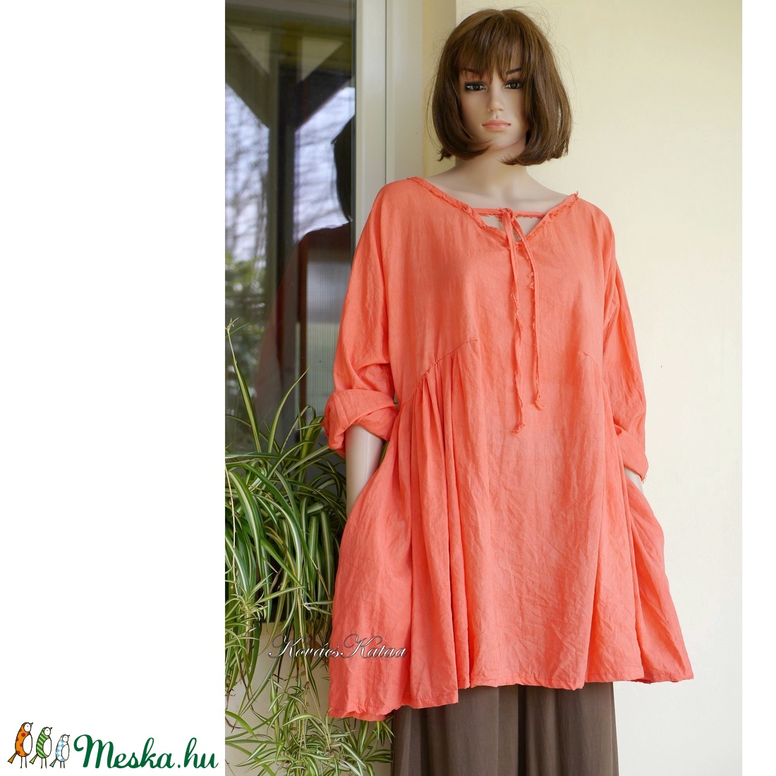 PAULA - lagenlook tunika / korall - ruha & divat - női ruha - tunika - Meska.hu PAULA - lagenlook tunika / korall - ruha & divat - női ruha - tunika - Meska.hu