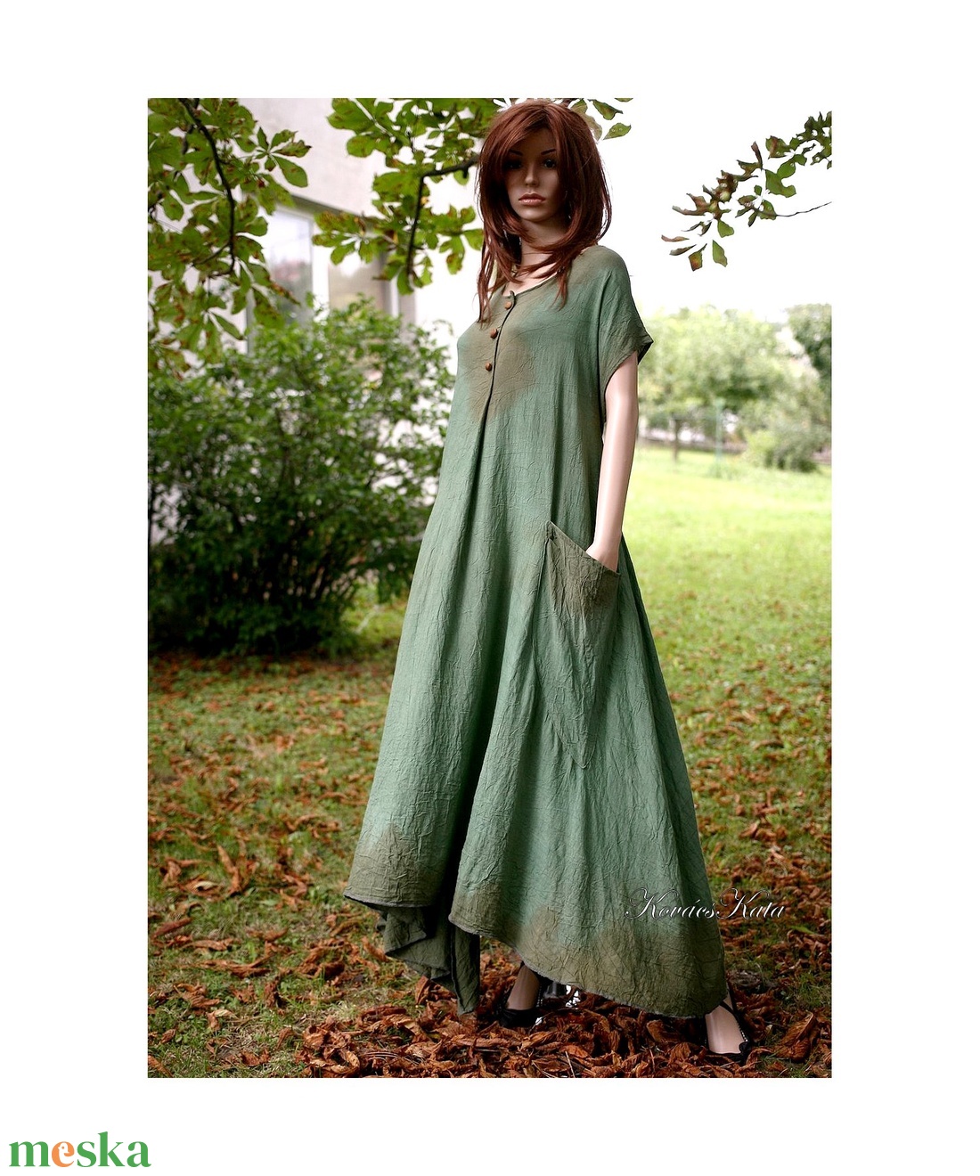 LEVÉLRUHA: MATILDA - artsy lagenlook design ruha / zöld - ruha & divat - női ruha - ruha - Meska.hu