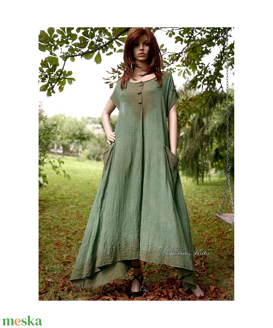 LEVÉLRUHA: MATILDA - artsy lagenlook design ruha / zöld - ruha & divat - női ruha - ruha - Meska.hu