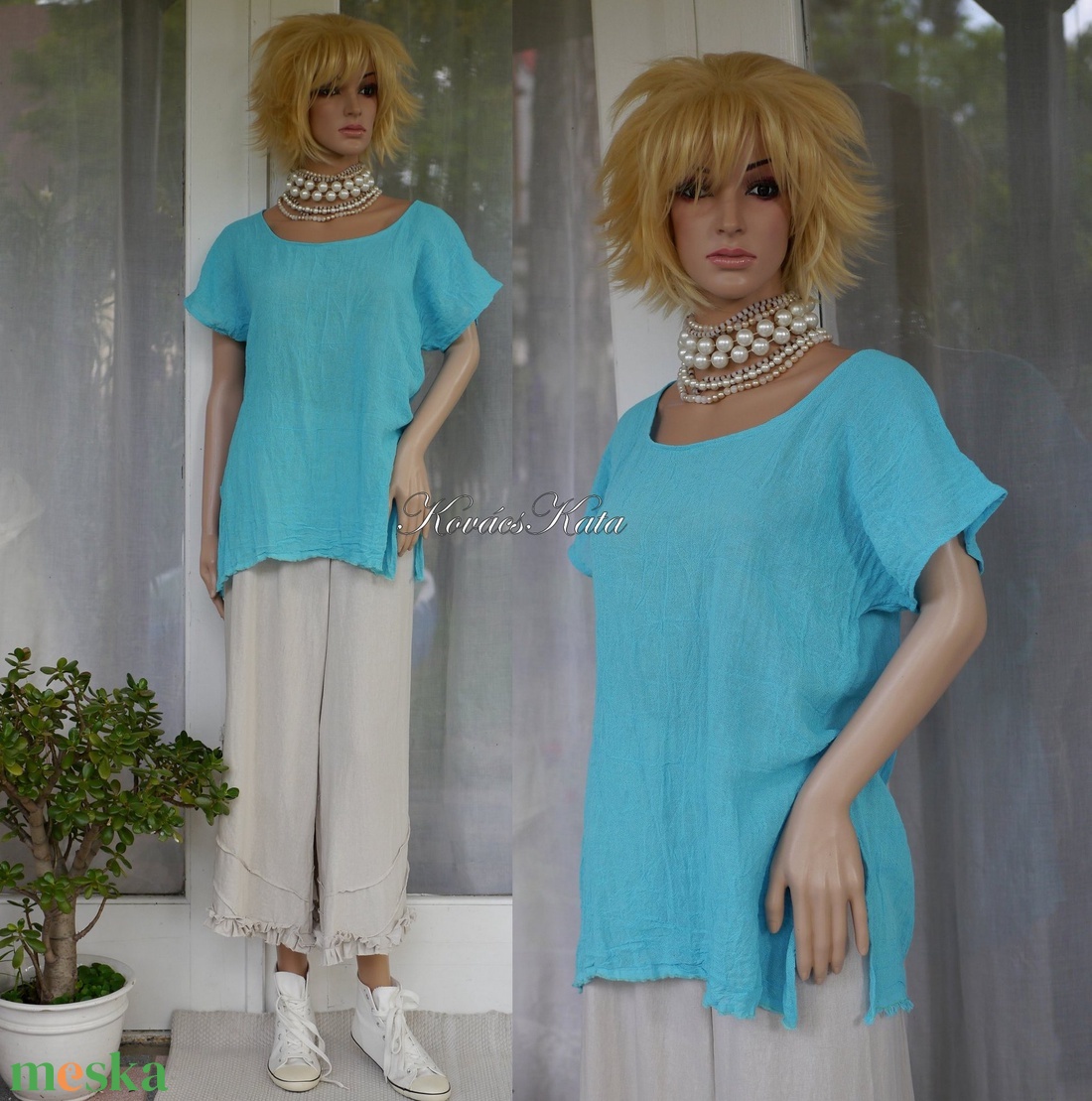 T-GÉZING - lagenlook ingtunika / türkizkék - ruha & divat - női ruha - blúz - Meska.hu T-GÉZING - lagenlook ingtunika / türkizkék - ruha & divat - női ruha - blúz - Meska.hu