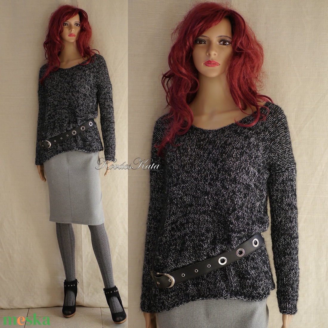 SELYEM-MOHAIR PULCSI - exkluzív kézzel kötött pulóver / fekete-mákos VERA - ruha & divat - női ruha - pulóver & kardigán - Meska.hu SELYEM-MOHAIR PULCSI - exkluzív kézzel kötött pulóver / fekete-mákos VERA - ruha & divat - női ruha - pulóver & kardigán - Meska.hu