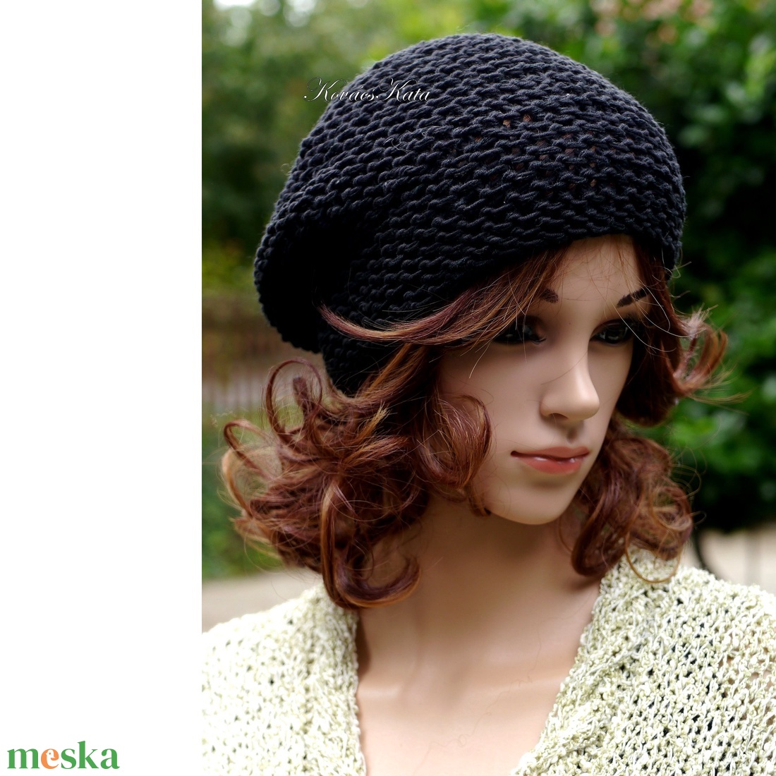 BEANIE / alma - trendi kézzel kötött pamut sapka / fekete - ruha & divat - sál, sapka, kendő - sapka - Meska.hu BEANIE / alma - trendi kézzel kötött pamut sapka / fekete - ruha & divat - sál, sapka, kendő - sapka - Meska.hu