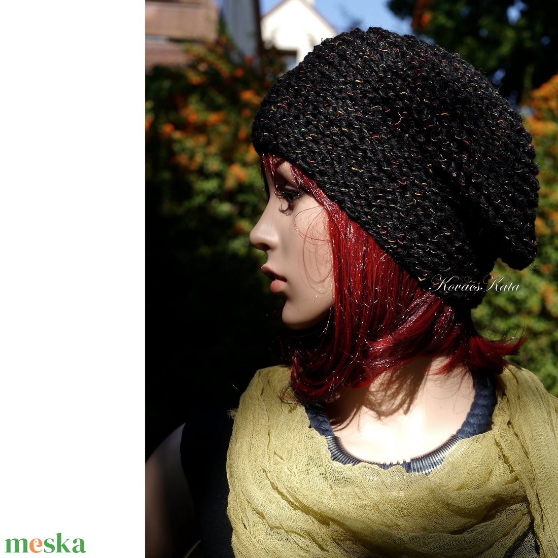 BEANIE / alma - trendi kézzel kötött sapka / színes-noppos fekete - ruha & divat - sál, sapka, kendő - sapka - Meska.hu BEANIE / alma - trendi kézzel kötött sapka / színes-noppos fekete - ruha & divat - sál, sapka, kendő - sapka - Meska.hu