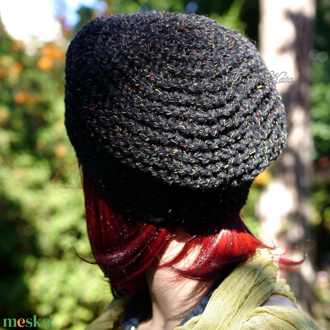 BEANIE / alma - trendi kézzel kötött sapka / színes-noppos fekete - ruha & divat - sál, sapka, kendő - sapka - Meska.hu BEANIE / alma - trendi kézzel kötött sapka / színes-noppos fekete - ruha & divat - sál, sapka, kendő - sapka - Meska.hu