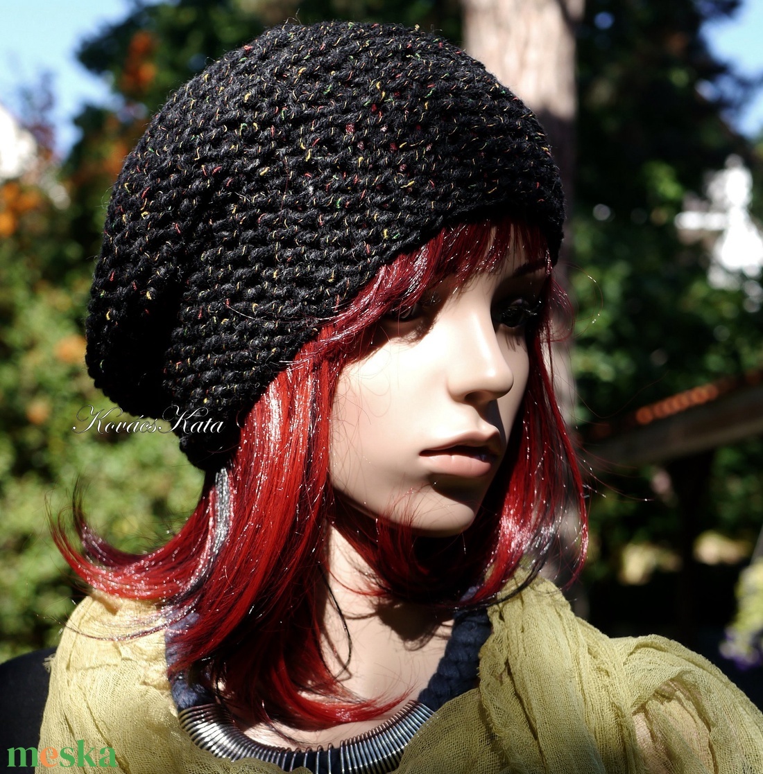 BEANIE / alma - trendi kézzel kötött sapka / színes-noppos fekete - ruha & divat - sál, sapka, kendő - sapka - Meska.hu BEANIE / alma - trendi kézzel kötött sapka / színes-noppos fekete - ruha & divat - sál, sapka, kendő - sapka - Meska.hu