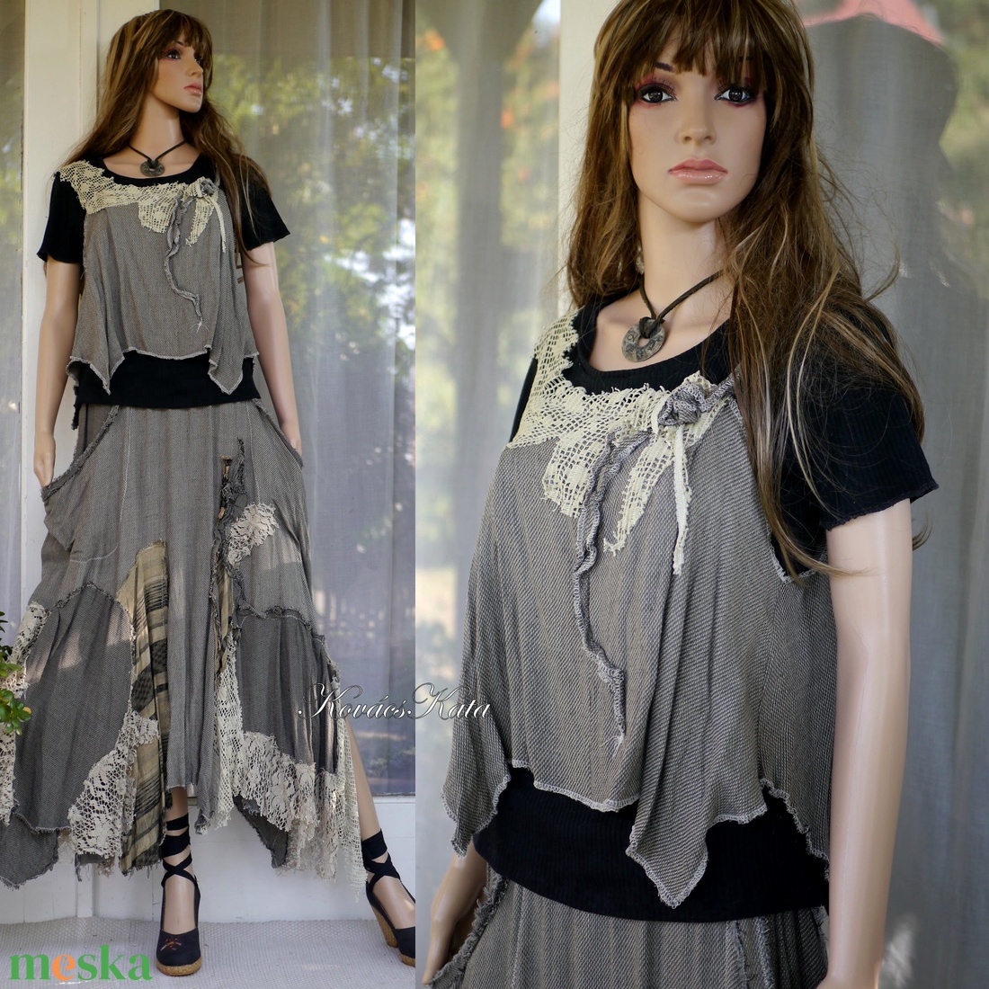 GINGER-SZETT - bohém patchwork szoknya toppal - ruha & divat - női ruha - ruha - Meska.hu