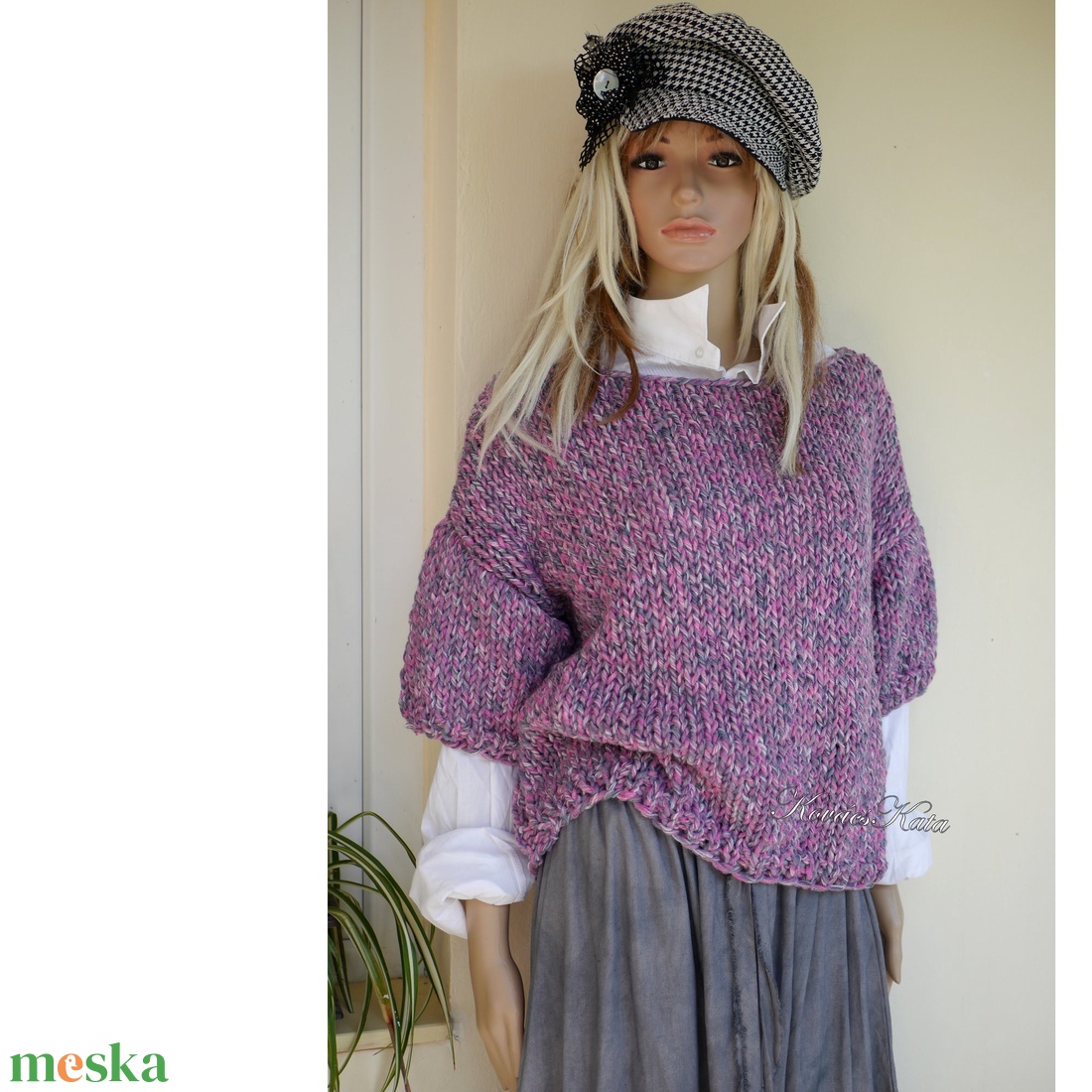 FRÉZIA - trendi chunky kézzel kötött pulóver - ruha & divat - női ruha - pulóver & kardigán - Meska.hu