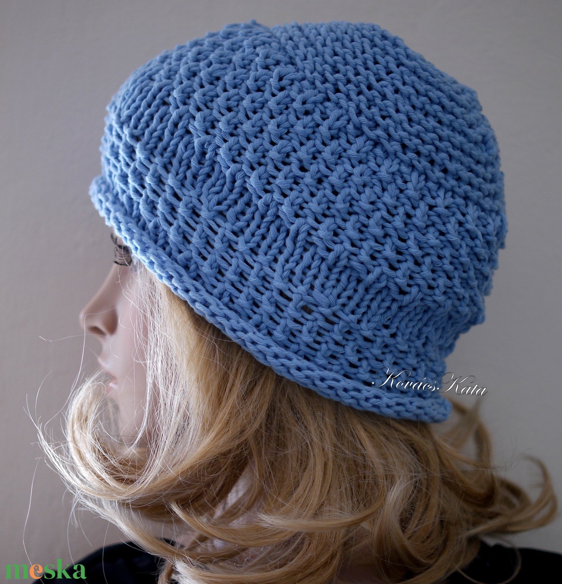 BEANIE / körte - trendi kézzel kötött-pamut sapka /égkék - ruha & divat - sál, sapka, kendő - sapka - Meska.hu BEANIE / körte - trendi kézzel kötött-pamut sapka /égkék - ruha & divat - sál, sapka, kendő - sapka - Meska.hu