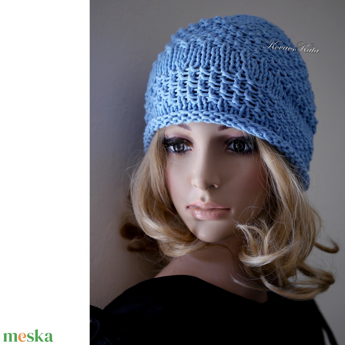 BEANIE / körte - trendi kézzel kötött-pamut sapka /égkék - ruha & divat - sál, sapka, kendő - sapka - Meska.hu BEANIE / körte - trendi kézzel kötött-pamut sapka /égkék - ruha & divat - sál, sapka, kendő - sapka - Meska.hu