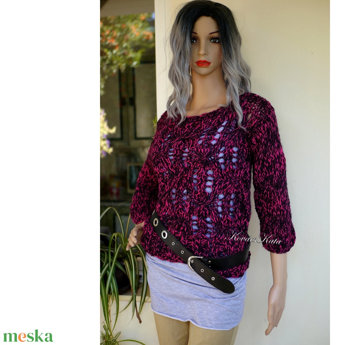 LOTTE - kézzel kötött bohém pulóver / fukszia, pink - ruha & divat - női ruha - pulóver - Meska.hu LOTTE - kézzel kötött bohém pulóver / fukszia, pink - ruha & divat - női ruha - pulóver - Meska.hu