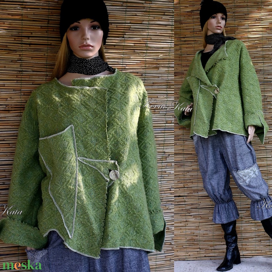 ZÖLDALMA - lagenlook kabátka XXL  - ruha & divat - női ruha - kabát - Meska.hu
