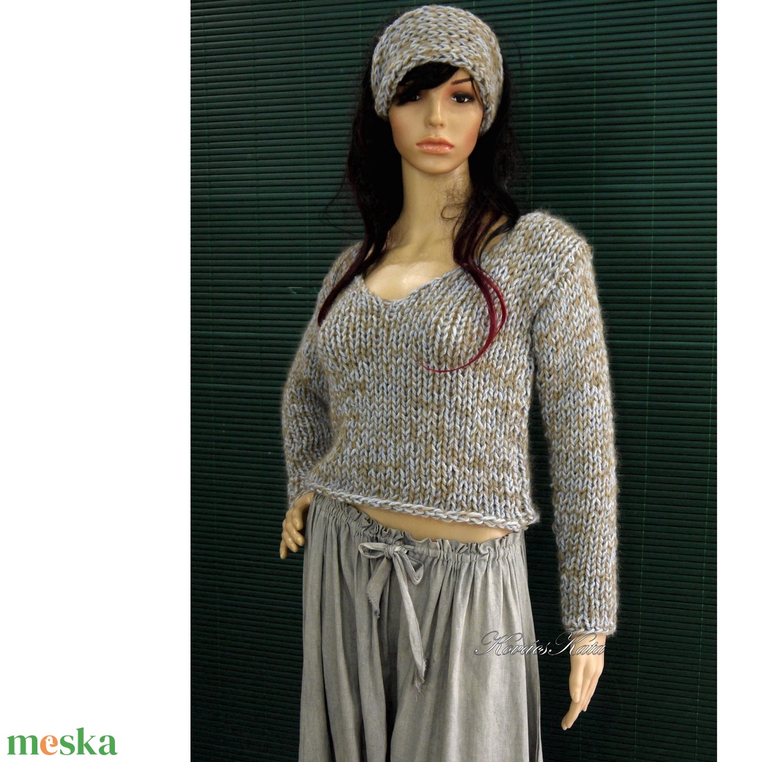 CHUNKY JULY - kézzel kötött design pulóver fejpánttal - ruha & divat - női ruha - pulóver & kardigán - Meska.hu