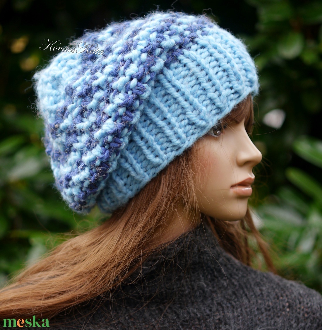 SZILVI-SAPI / chunky beanie - trendi kézzel kötött gyapjú sapka / kékek - ruha & divat - sál, sapka, kendő - sapka - Meska.hu SZILVI-SAPI / chunky beanie - trendi kézzel kötött gyapjú sapka / kékek - ruha & divat - sál, sapka, kendő - sapka - Meska.hu
