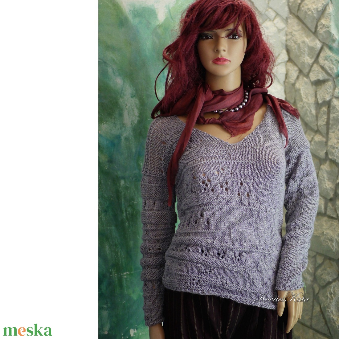 BARKA BabyAlpaca Silk - kézzel kötött exkluzív artsy-design pulóver / acélszürke - ruha & divat - női ruha - pulóver - Meska.hu