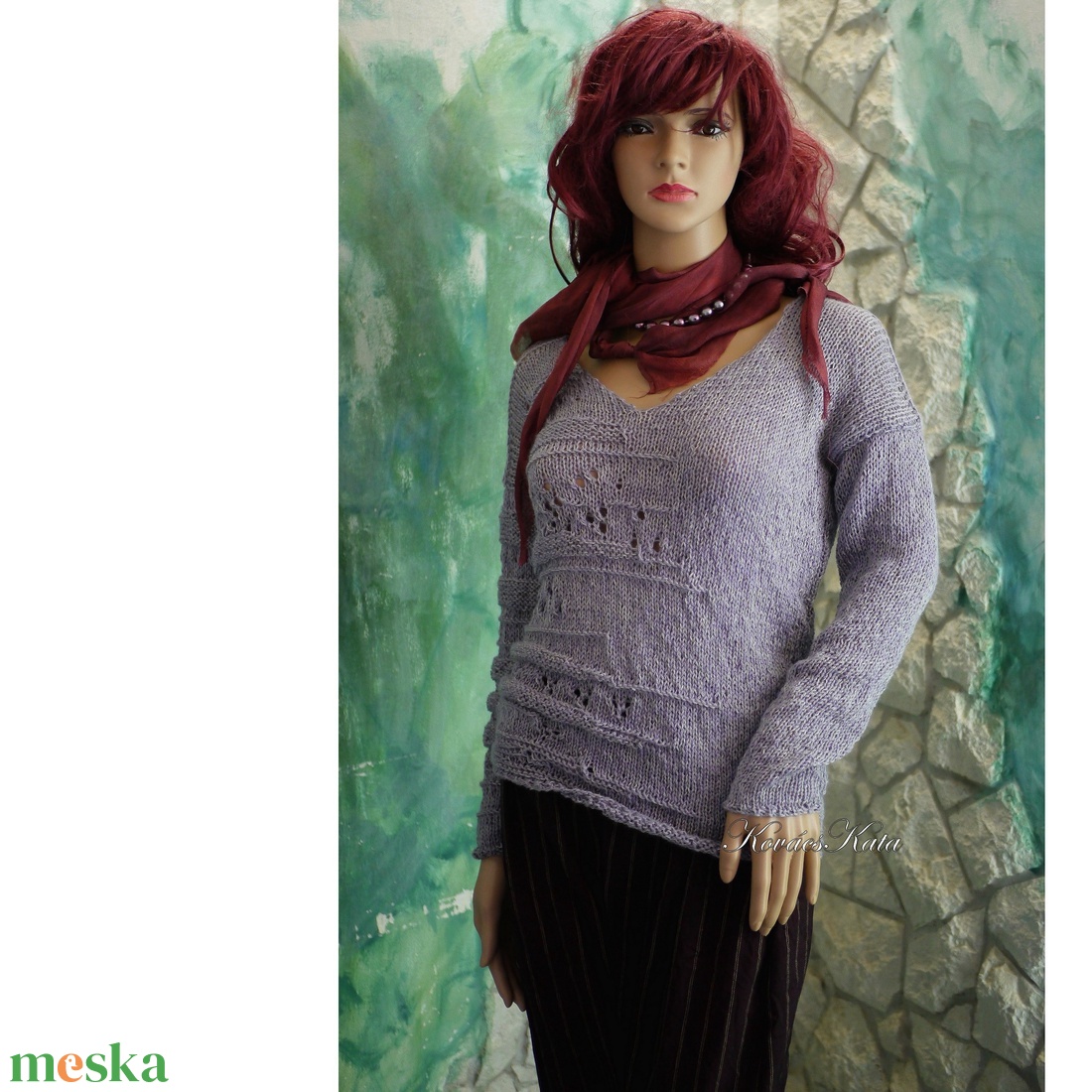 BARKA BabyAlpaca Silk - kézzel kötött exkluzív artsy-design pulóver / acélszürke - ruha & divat - női ruha - pulóver - Meska.hu