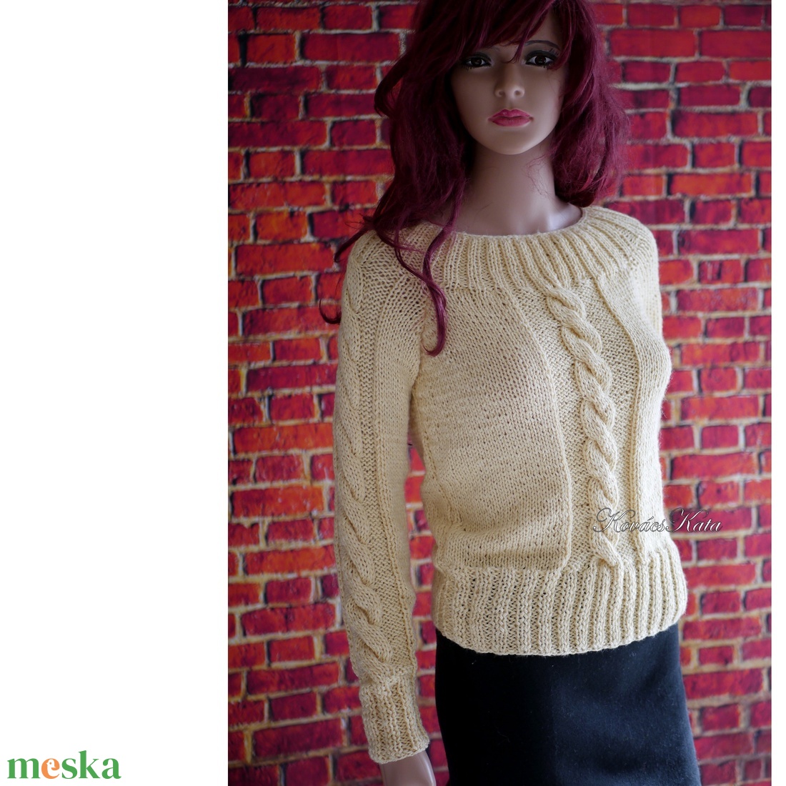 BABETT BabyAlpaca Silk - exkluzív kézzel kötött chunky design pulóver / vanília - ruha & divat - női ruha - pulóver - Meska.hu BABETT BabyAlpaca Silk - exkluzív kézzel kötött chunky design pulóver / vanília - ruha & divat - női ruha - pulóver - Meska.hu