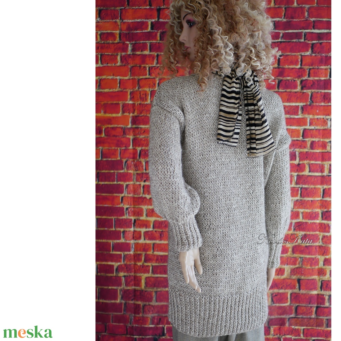 KELTIC STAR - exkluzív kézzel kötött alpaka-pamut pulóverruha / vintage chocolate - ruha & divat - női ruha - pulóver & kardigán - Meska.hu