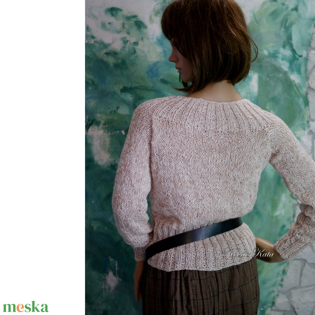 PATSYBabyAlpaca Silk - kézzel kötött exkluzív design pulóver / púder - ruha & divat - női ruha - pulóver & kardigán - Meska.hu