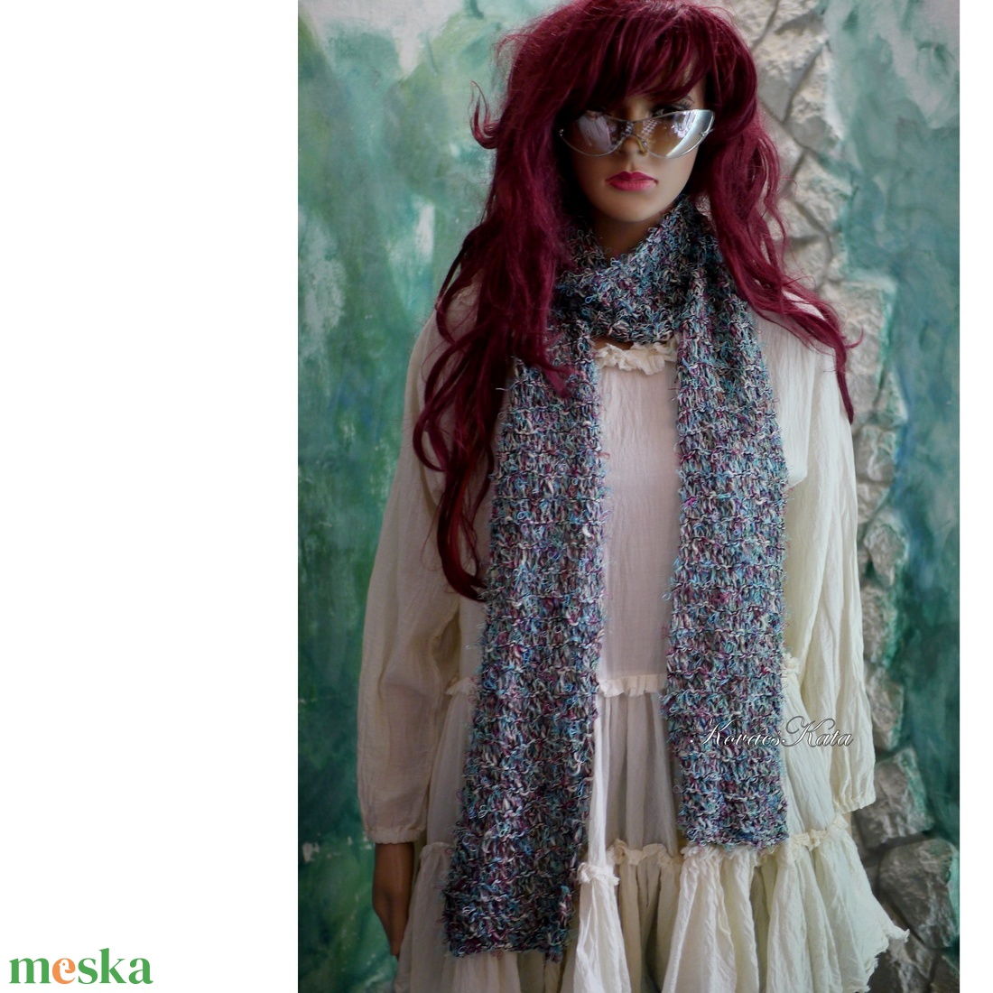 SANSA - kézzel kötött design-sál / türkiz - ruha & divat - sál, sapka, kendő - sál - Meska.hu SANSA - kézzel kötött design-sál / türkiz - ruha & divat - sál, sapka, kendő - sál - Meska.hu