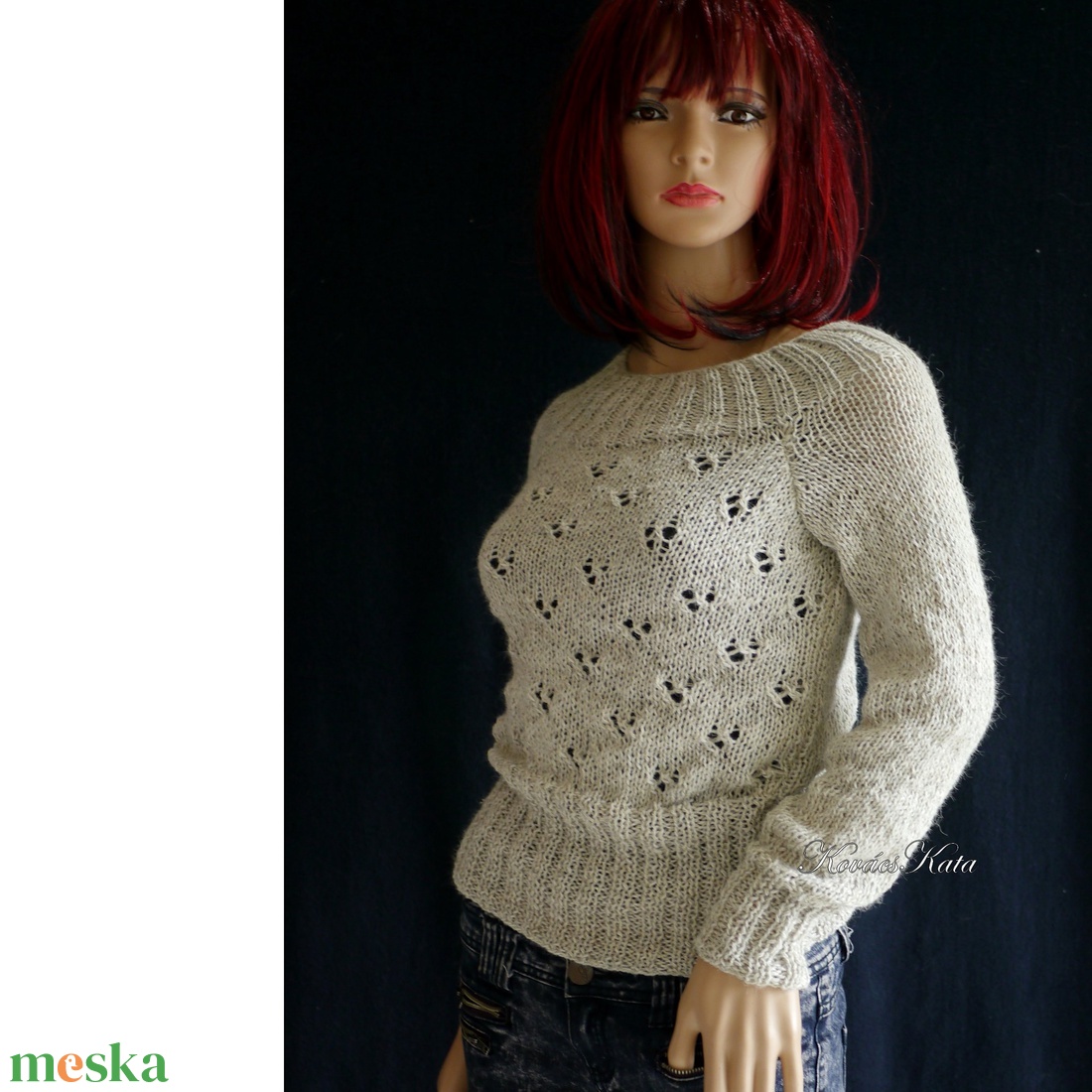 PATSYburett-selyem pulcsi - kézzel kötött exkluzív design pulóver / homok - ruha & divat - női ruha - pulóver - Meska.hu PATSYburett-selyem pulcsi - kézzel kötött exkluzív design pulóver / homok - ruha & divat - női ruha - pulóver - Meska.hu