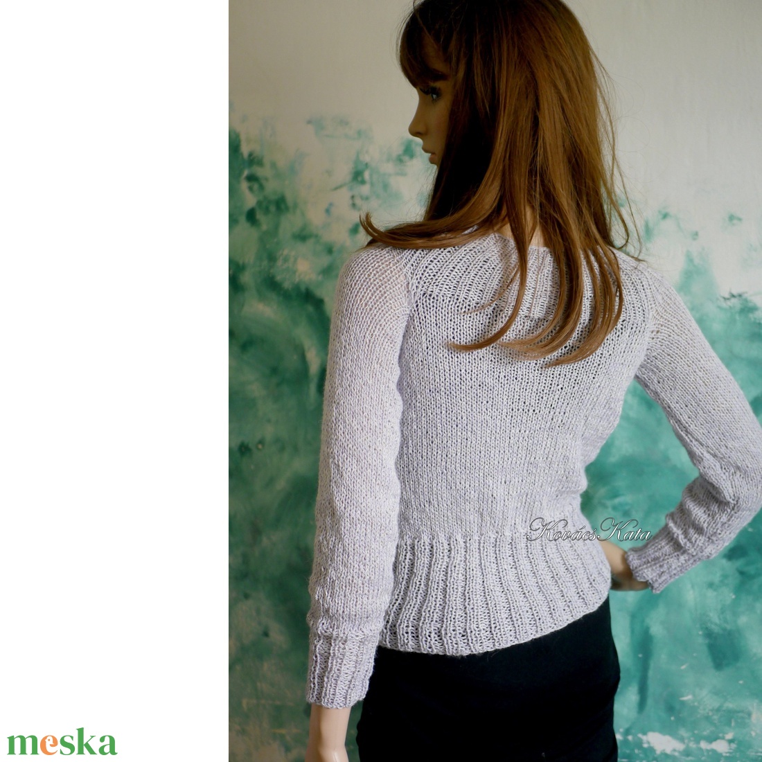 PATSYBabyAlpaca Silk - kézzel kötött exkluzív design pulóver / ezüst - ruha & divat - női ruha - pulóver & kardigán - Meska.hu
