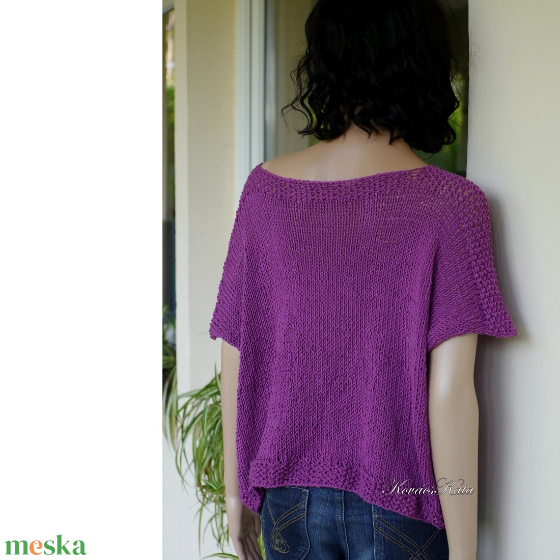 CROSS COTTON MERINO - bohém kézzel kötött pulóver / püspöklila - ruha & divat - női ruha - pulóver - Meska.hu CROSS COTTON MERINO - bohém kézzel kötött pulóver / püspöklila - ruha & divat - női ruha - pulóver - Meska.hu